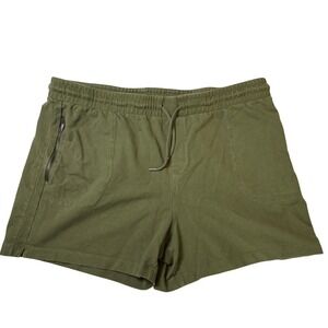 Athletic Works Womens XXL 20 Olive Green Drawstring Shorts Zip Pocket